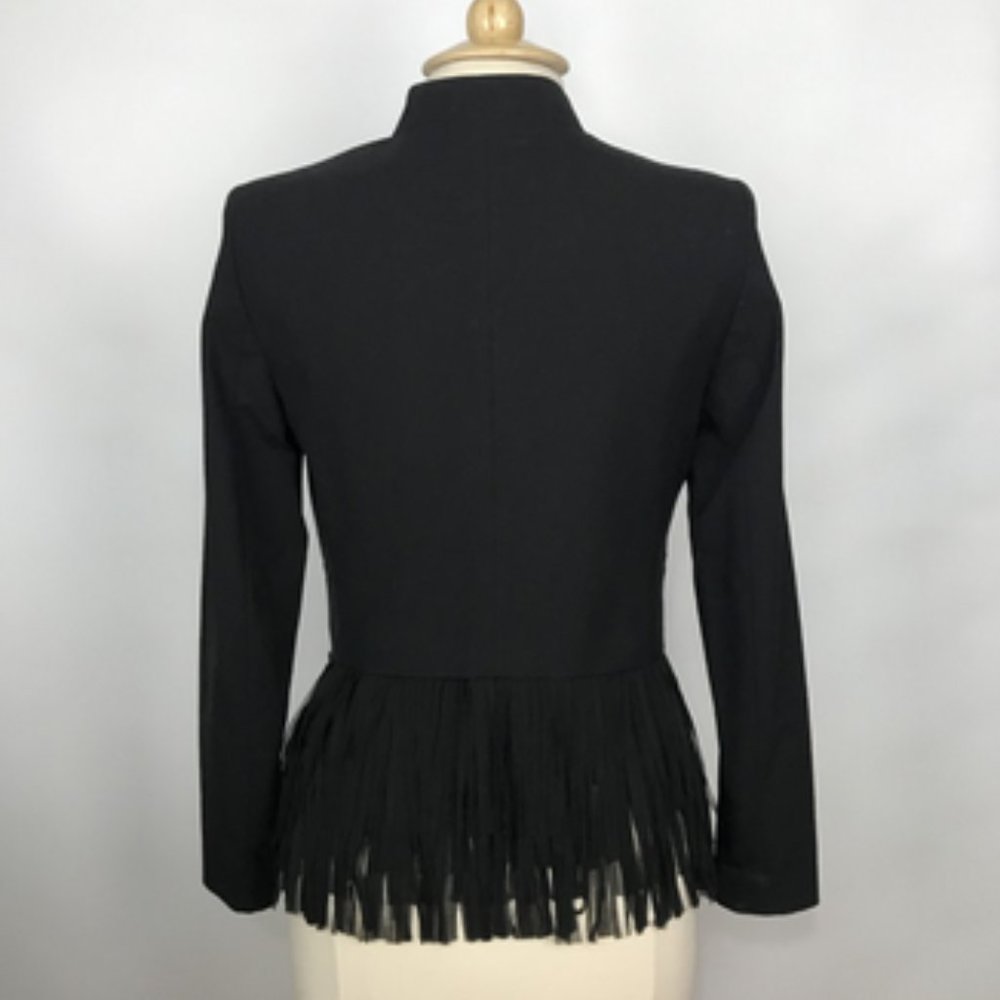 Banana Republic Black Wool Blazer w Fringe Ends 6P - Picture 5 of 9